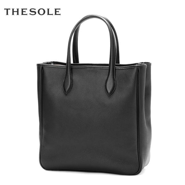 シンプルな黒とグレーのトートバッグ ザソール THE SOLE ／ トリヨンモーリスレザー縦型トートバッグ