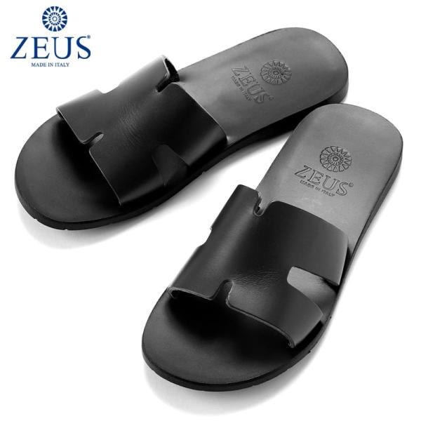 【SALE／返品・交換不可】ゼウス ZEUS ／ バケッタレザーワンストラップスライドサンダル「6029」（NERO／ブラック）