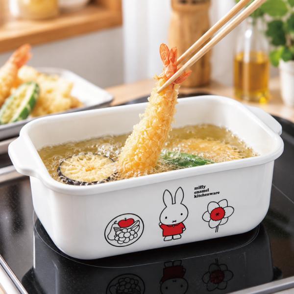 ミッフィー ホーロー角型天ぷら鍋 1.8L IH対応 miffy エマイル 富士ホーロー HNM