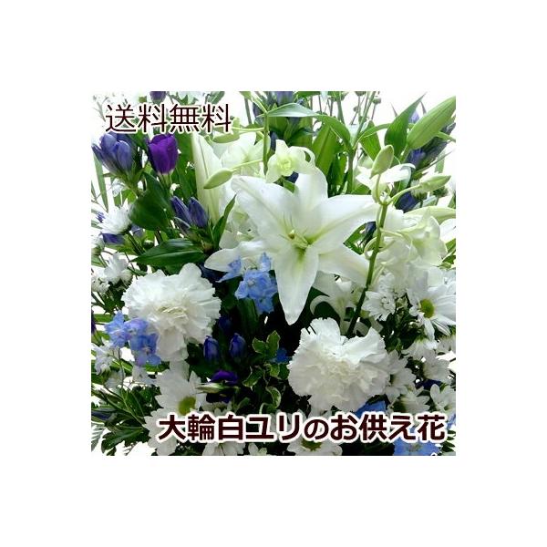 大輪 白ユリ お供え花「白ユリのお供えアレンジM」お彼岸 墓参り お供え花 お悔やみ 命日 仏事 法事 法要 ペットのお供え ご仏前 ご霊前 墓参 喪中 喪中見舞い