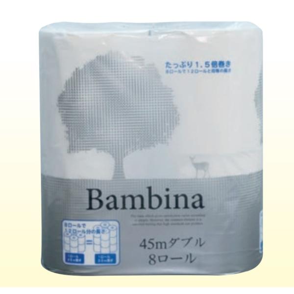 トイレットペーパー  有芯ソフトタイプ  Wバンビーナコンパクト45m8R×12個 業務用 纏め販売  林製紙株式会社