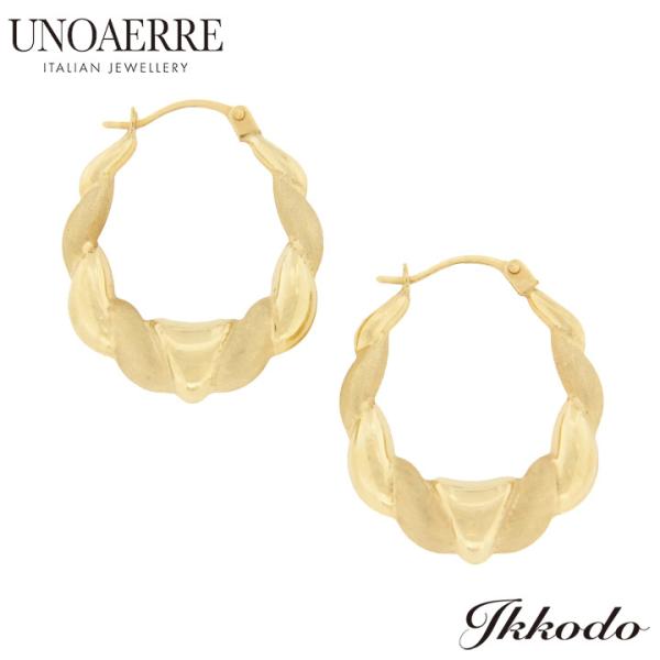 UNOAERRE（ウノアエレ） K18イエローゴールドフープピアス 正規品