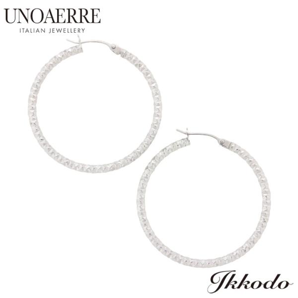 UNOAERRE K18ホワイトゴールドダイヤモンドカットフープピアス UNOAERRE K18ホワイトゴールドダイヤモンドカットフープピアス 25128