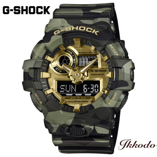 G-SHOCK Gショック カシオ BOLD CAMO SERIES, CAMO AND GOLD GA-700シリーズ 53.4mm 20気圧防水 正規品  メンズ腕時計 GA-700CMG-3AJF  GA700CMG3AJF