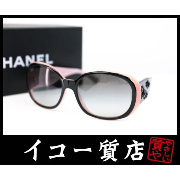 シャネル サングラス 5113 A カメリア ココマークデザイン ブラックレンズ 卓抜 美品 ブラック ピンク