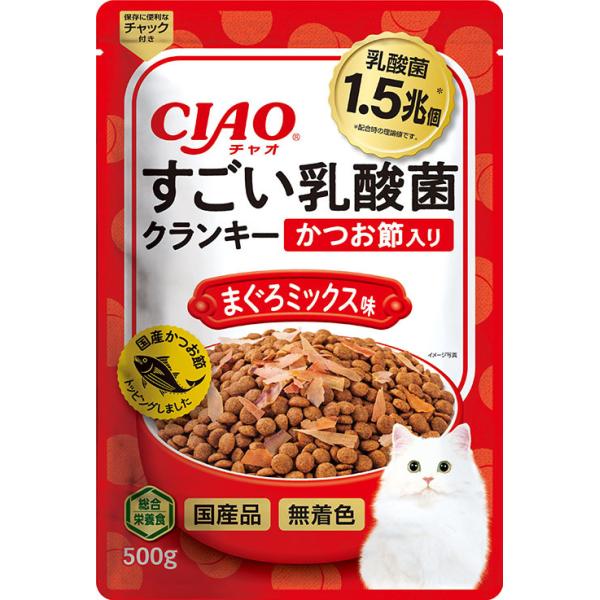 いなばペットフード すごい乳酸菌クランキー かつお節入り まぐろミックス味 500g ×12個