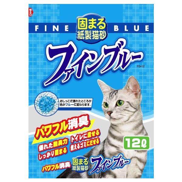 常陸化工 固まる紙製猫砂 ファインブルー 12L 1ケース5個セット