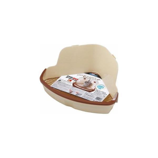 ワンタッチロックでもナスカンフックでも固定できるウサギ用コーナートイレ。お酢成分配合の洗浄剤の使用OK。・ケージにフック部を固定しておけばトイレの差し込みだけでも固定でき着脱も簡単。・お尻をつけて安心して用が足せ、おしっこの飛び散りも防ぐ背...