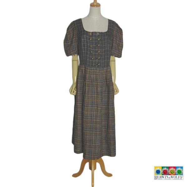 VINTAGE ワンピース BERWIN & WOLFF チェック柄 半袖 チロルワンピース 