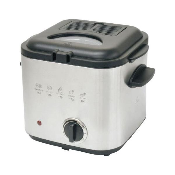 電気で気軽に揚げ物調理。●サイズ／25×21×19cm●重量／約1.3kg●容量／約1.2L●消費電力／840W●油温調節範囲／約130 〜190℃●電源コード長さ／約1.2m●付属品／蓋、バスケット、バスケット取手