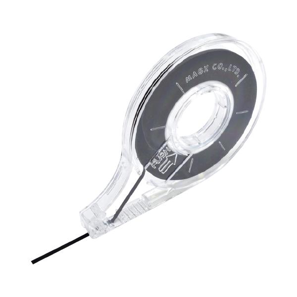 プラスチックカッター内蔵で、簡単に切れる。●サイズ／ケース：96×73×8mm、テープ長：13m●材質／クレープ紙、粘着剤●黒色テープ