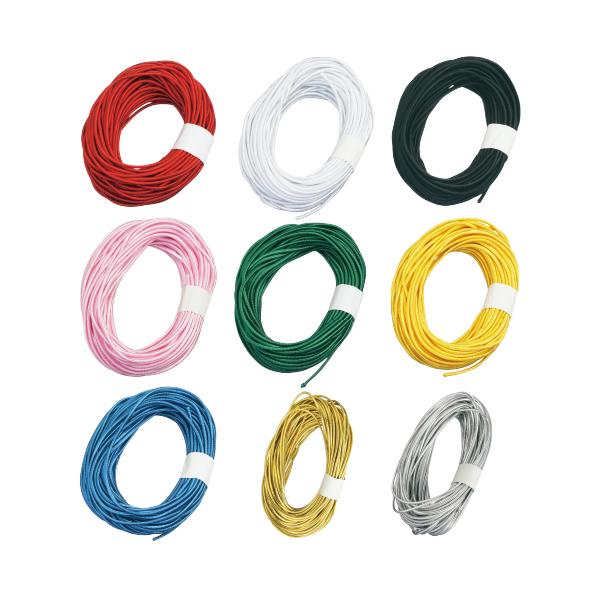 発色のよいレーヨン素材のゴム。●寸法／直径約1.5mm×長さ10m●材質／レーヨン