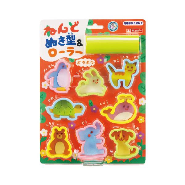 ローラーで伸ばして、ぬき型あそび！●内容／粘土ぬき型：8個、ローラー：1個●サイズ／パッケージ：160×220×30mm