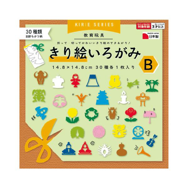 折って、切ってかわいいきり絵のできあがり！●内容／30種30枚●サイズ／14.8cm角●紙厚／約0.07mm
