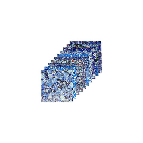 藍系の手漉友禅和紙を集めたセットです。●内容／10柄10枚●寸法／15×15cm●坪量／70g/平方m●紙厚／約0.1mm