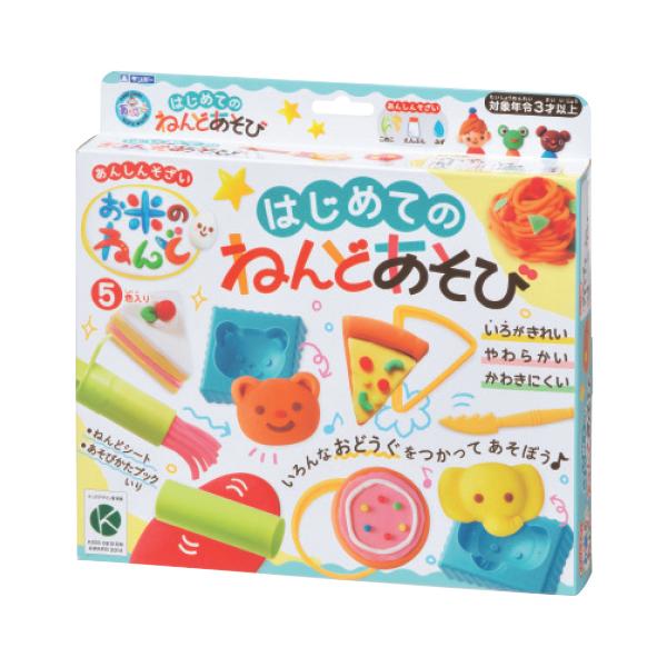 いろいろな道具を使って遊ぼう！●内容／お米ねんど5色(白・青・赤・黄・緑)、ねんどローラー1個、押し出し器1個、ヘラ1個、ねんどシート1個、抜き型2個、押し型2個●サイズ／260×250×41mm●重量／1色：35g●材質／粘土：米粉・水・...