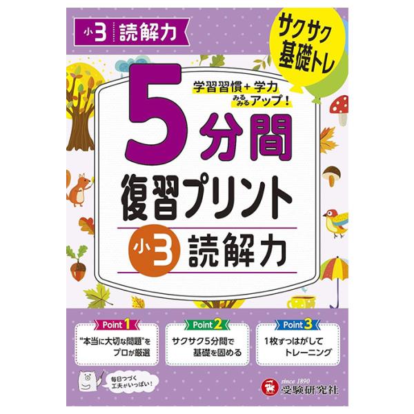 ドリル ドリル学習 教材 問題集 5分間復習プリント ドリル ワーク 読解力 小3 3年生 受験研究社