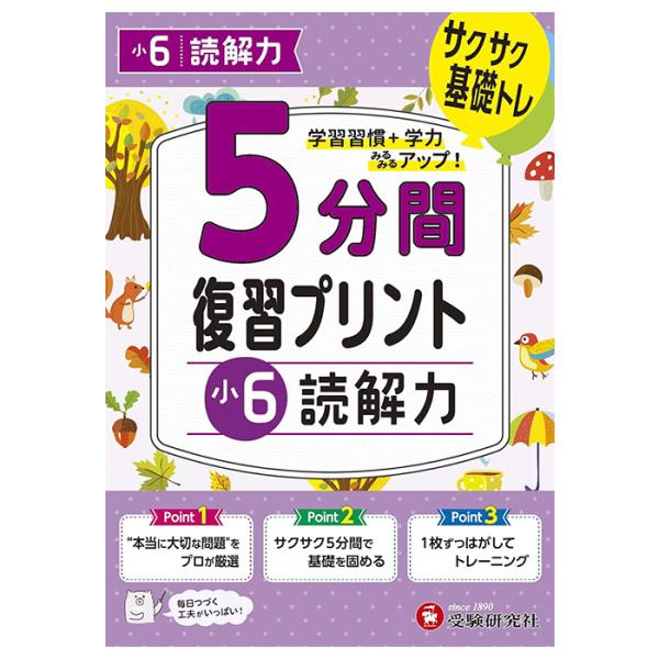 ドリル ドリル学習 教材 問題集 5分間復習プリント ドリル ワーク 読解力 小6 6年生 受験研究社