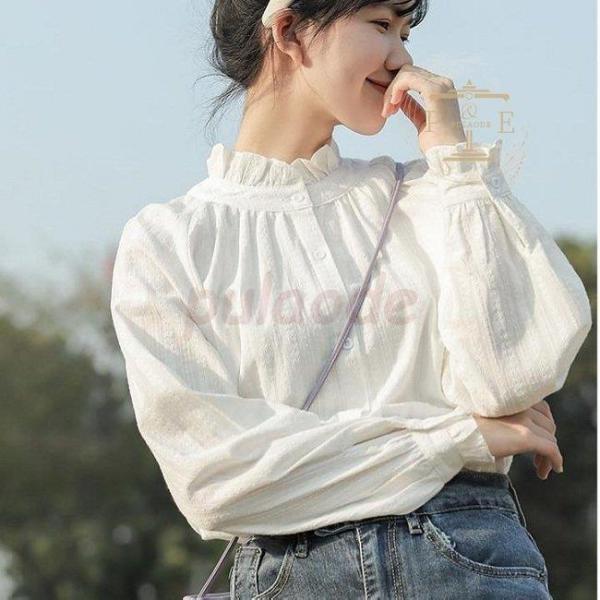 現行美品アイボリー ギャザー付き長袖ブラウス ボリュームギャザースリーブブラウス（シャツ/ブラウス）｜select MOCA