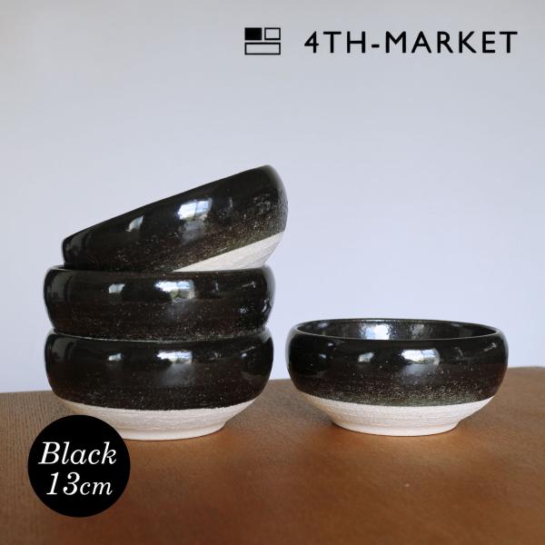 4th-market コセールとんすい ボウル 黒 鍋物用 万古焼 電子レンジ・食洗機使用可