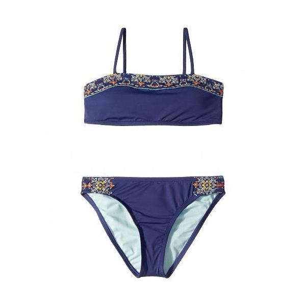 Hobie Kids 女の子用 スポーツ アウトドア用品 キッズ 子供用水着 Cross Stitch And Stones Bandeau Hipster Big Kids Navy Morenotafurt Com