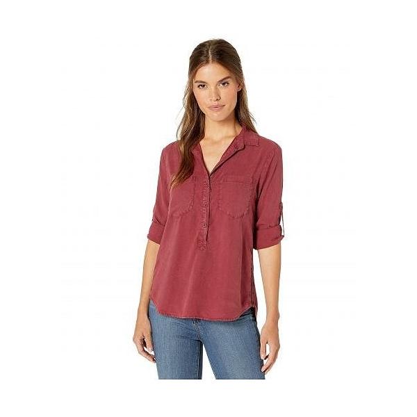 Bella Dahl レディース 女性用 ファッション ボタンシャツ Soft Touch Tencera Side Trim Popover Top Cranberry Vividarts Co Uk