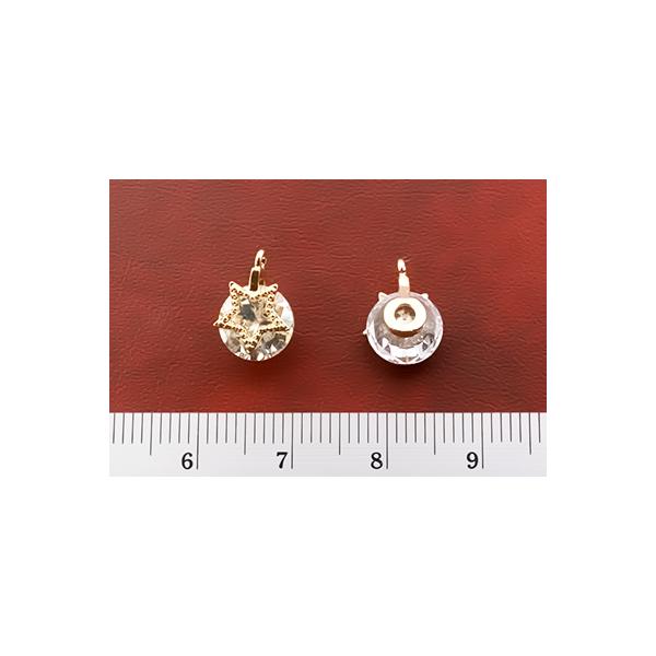 メタルチャーム 星 キュービックジルコニア付き C 　(11.5x8mm) / 2個セット