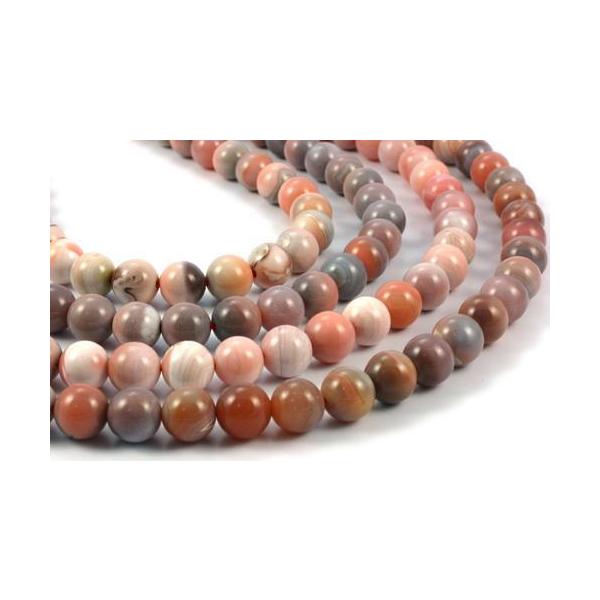 ピンク ボツワナ アゲート ラウンド(玉)8mm /約10cm（12個) : アイ