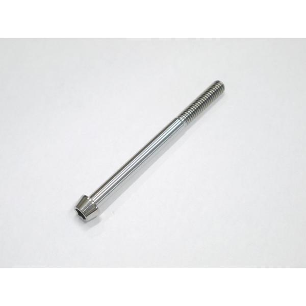 ○軽量で強度抜群な64チタン製！○ネジ部は転造でヘッド部分は鍛造後の削り出しです！○1本での販売です○ゆうパケットなら全国送料250円！○クランクケースやマスターシリンダー等使い方は自由です！○ヘッド部はテーパーキャップボルトです！