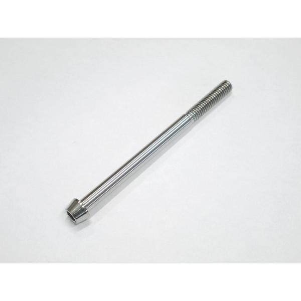 ○軽量で強度抜群な64チタン製！○ネジ部は転造でヘッド部分は鍛造後の削り出しです！○1本での販売です○ゆうパケットなら全国送料250円！○クランクケースやマスターシリンダー等使い方は自由です！○ヘッド部はテーパーキャップボルトです！