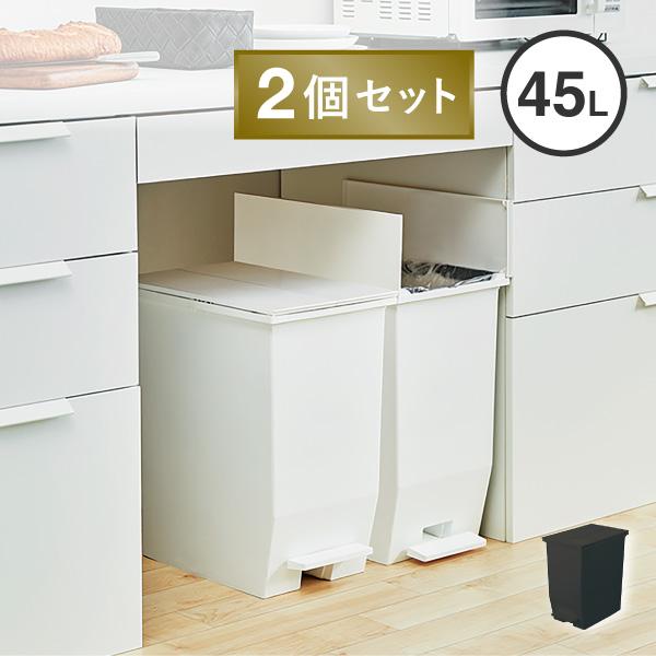 SOLOW ソロウ ゴミ箱 45リットル 分別 キッチン ペダルオープンツイン 抗菌 ダストボックス  2個セット