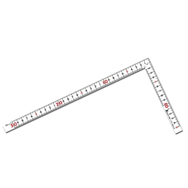 【特長】●ハードコーティングにより従来のカラー曲尺よりはがれにくくなりました。●見やすい白地黒目盛です。●角部は竿と同じ厚さです。●外側基点の内目盛が付いています。【仕様】●角部形状：同厚●長枝：外目盛 30cm 内目盛 30cm●短枝：外...