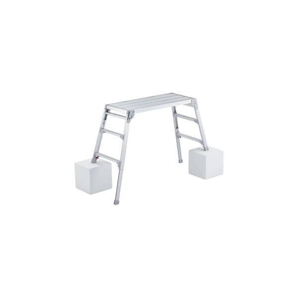 【特徴】足元にゆとりのある幅広設計下部操作レバー段差で威力を発揮するロングストロークの伸縮脚。脚伸縮ピッチ＝6mm【仕様】型式：DRSW-1000c天板高さ：0.65〜0.96m天板寸法：100×42cm質量：7.9kg