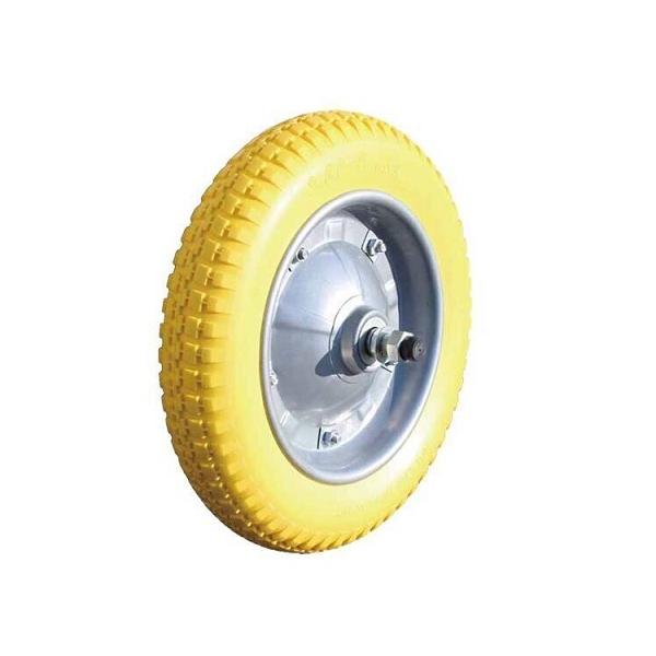 【特長】●発泡ポリウレタンを充填しているので、パンクの心配がありません●悪路や釘などが落ちている所でも使用可能です！※使用頻度により、充填されているウレタンは劣化します【仕様】●材質:ポリウレタン●芯棒付●タイヤサイズ/直径約:360mm ...