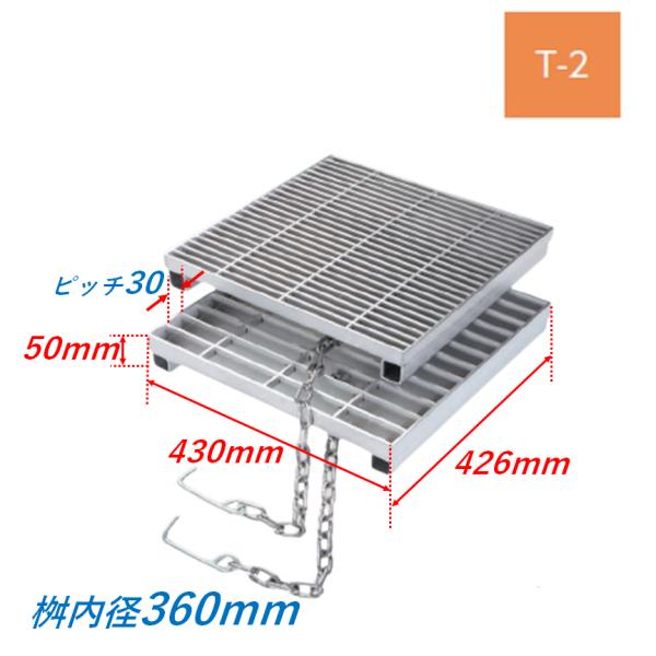 ステンレス製 CD桝用 グレーチング 桝内径360mm T-2 プレーン ピッチ30
