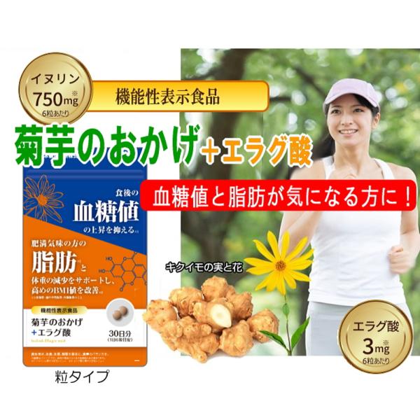 菊芋のおかげ+エラグ酸（粒タイプ）30日分 血糖値 脂肪 イヌリン