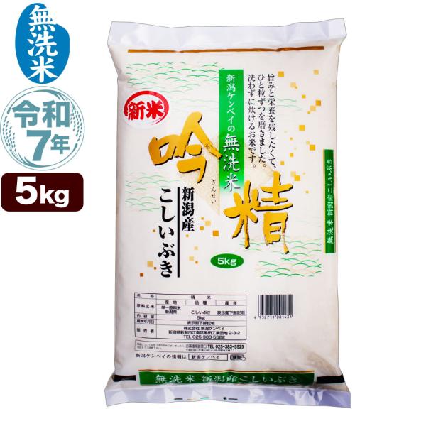 こしいぶき 無洗米 令和7年産 新潟産 5kg 吟精 送料無料 （北海道