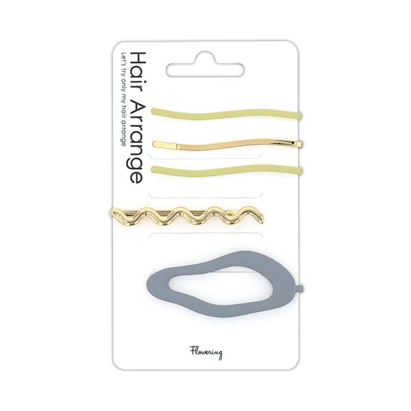 ヘアピン ヘアアレンジ ヘアアクセ ヘアアクセサリー まとめ髪 前髪 クリップ お団子 5点セット マット×うねうね HHP0365-GD ゴールド おしゃれ かわいい 人気