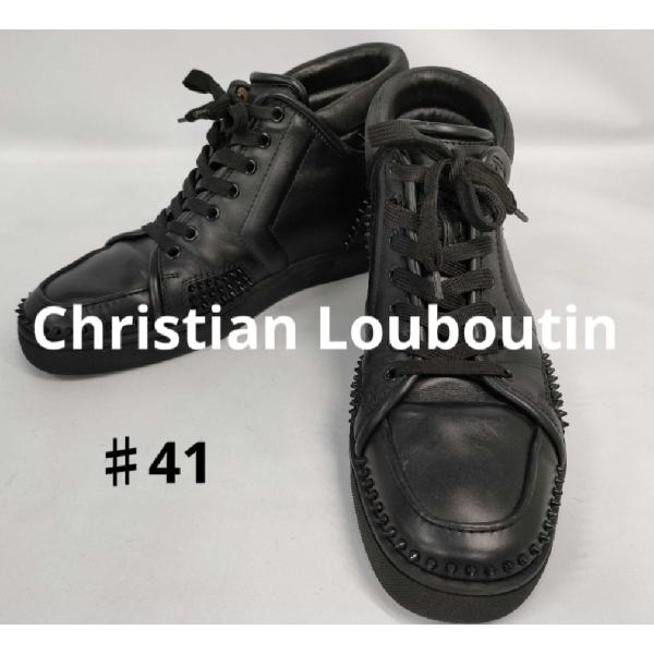 Christian Louboutin クリスチャンルブタンスタッズ付き黒レザー Christian Louboutin クリスチャンルブタンスタッズ付き黒レザー
