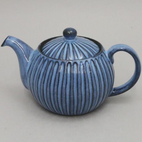 煎茶道具 急須 ティーポット 波佐見焼き 蒼縞 カップ網 武村利左衛門作