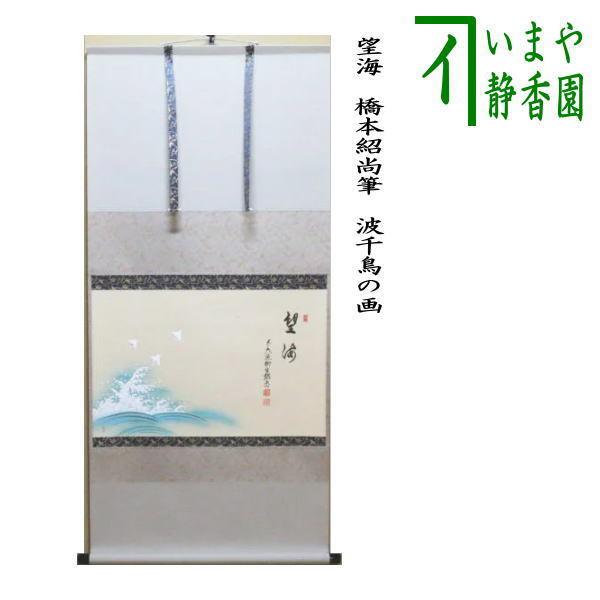 茶道具 掛軸 掛け軸 横軸画賛 望海 橋本紹尚筆 柳生紹尚 波千鳥の画