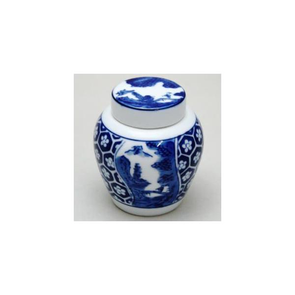 煎茶道具 茶入 有田焼 地紋山水 栄山作 有田焼き 茶心壷 茶心壺 茶壷