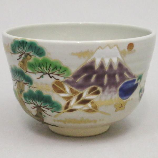 茶道具 抹茶茶碗 色絵茶碗 仁清写 初夢 富士山 春来窯 一富士