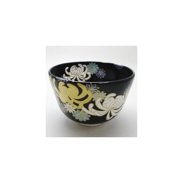 茶道具 抹茶茶碗 京焼 黒釉 大輪菊 通次阿山作 京焼き 茶道 茶道具 抹茶茶碗 京焼 黒釉 大輪菊 通次阿山作 京焼き 茶道