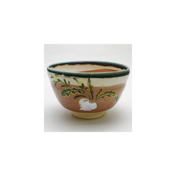 茶道具 抹茶茶碗 鳴海織部釉 蕪 かぶらの絵 加藤喜一作 茶道 : 茶道具