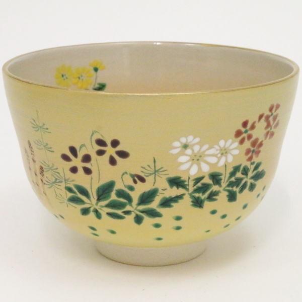 茶道具 抹茶茶碗 色絵茶碗 金地 春草 中村華峰作 茶道 : 茶道具いまや