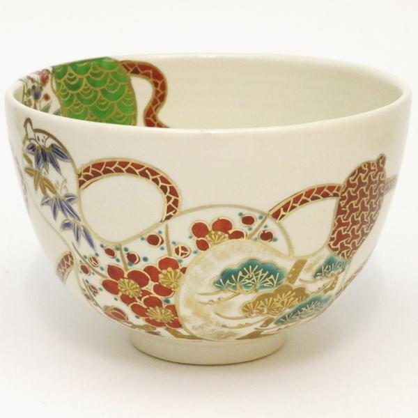 【茶道具】加藤利昇 鶴の絵茶碗 加藤利昇画 松喰鶴絵茶碗 久田宗也（尋牛斎）書付 すいぎょく園