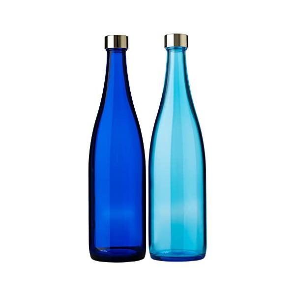 ガラス瓶 ウォーター ボトル 720ml 2色アソート （ブルー/アクアブルー