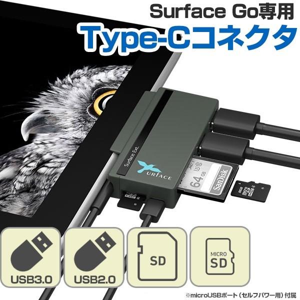 Surface Go 専用 USB3.0/2.0 ポート &amp; カードリーダー USB ハブ アダプタ ドッキングステーション HUB DOCK セルフパワー サーフェス （テレワーク）