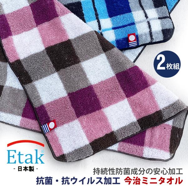 2枚セット Etak 抗ウイルス 抗菌 加工 ハンカチタオル タオルハンカチ 今治タオル ハンドタオル